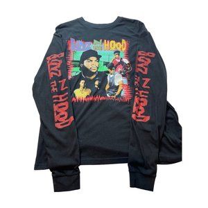 Boyz In The Hood Movie Color Graphic Print On Black Longsleeve T-Shirt Size L